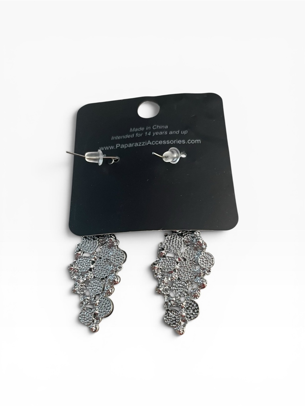 Paparazzi Black & Silver Cluster Drop Earrings NWT - Picture 2 of 2